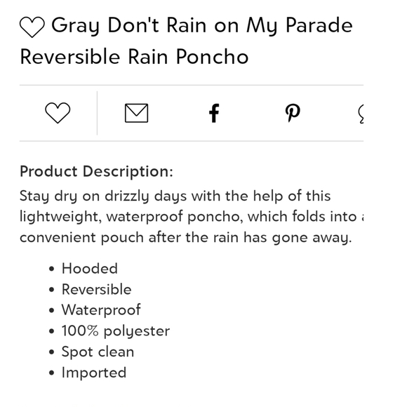 B.boutique gray black reversible/packable poncho - Picture 4 of 7